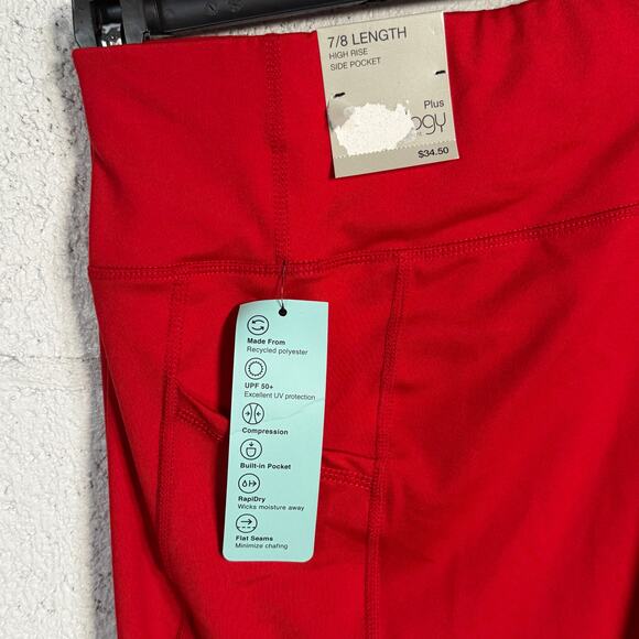 Ideology High-Waist Side-Pocket 7/8 Length Leggings red 1X - Picture 3 of 8